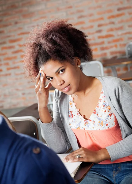 Student Thinking While Giving Test In Classroom — Stock Photo, Image