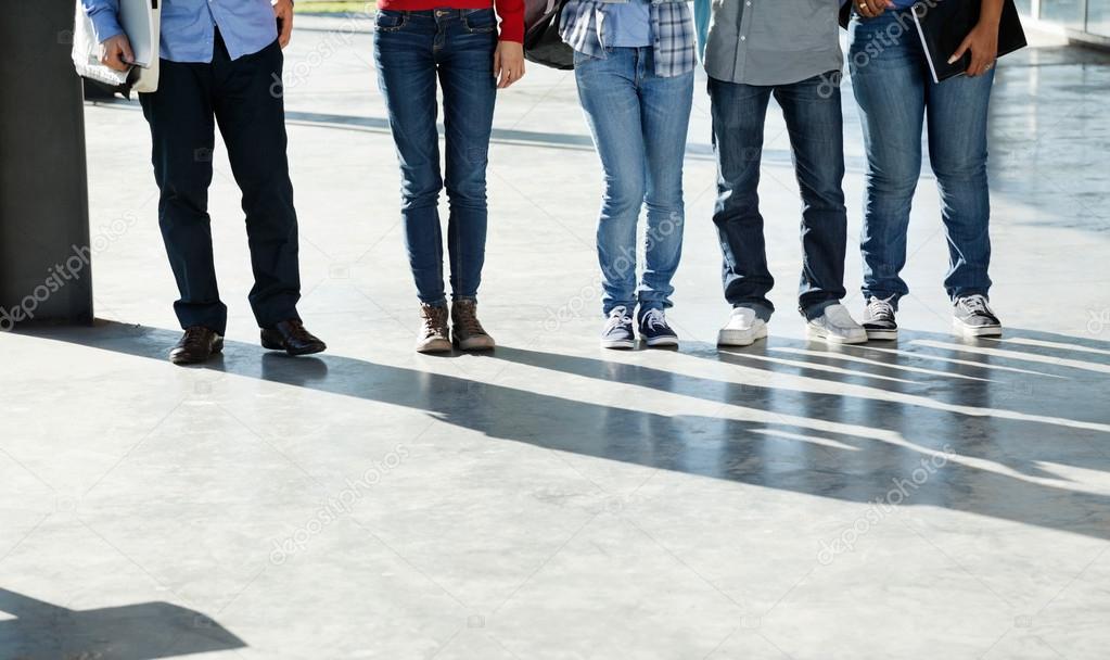 College Students Standing In A Row On University Campus