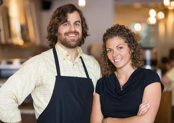 Happy Coffee Shop Proprietari — Foto Stock