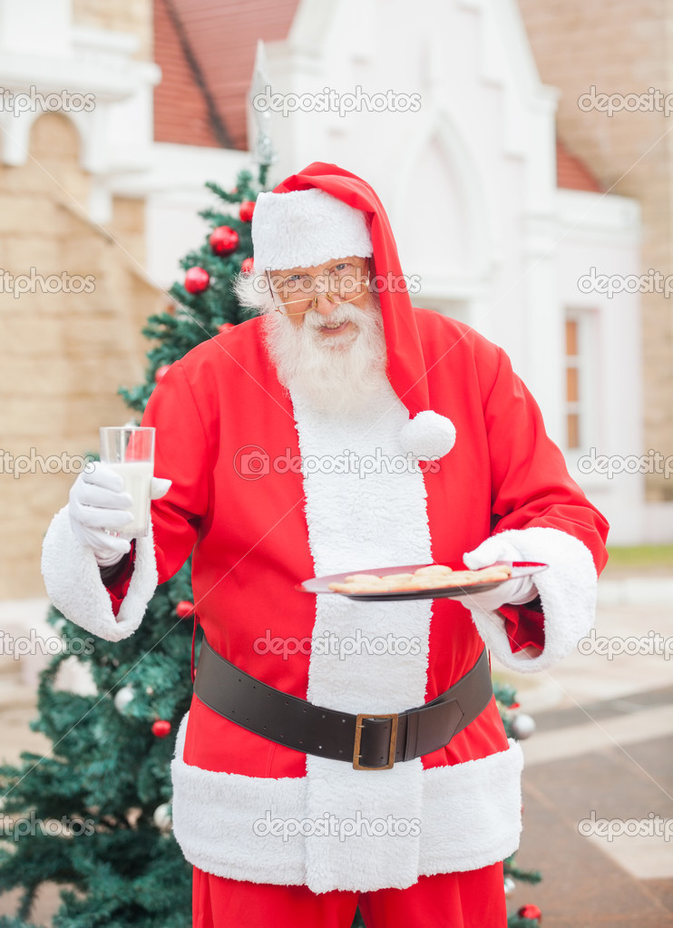 Santa Claus With Cookies And Milk