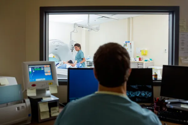 Radiologist In CT Scan Lab — Stock Photo, Image