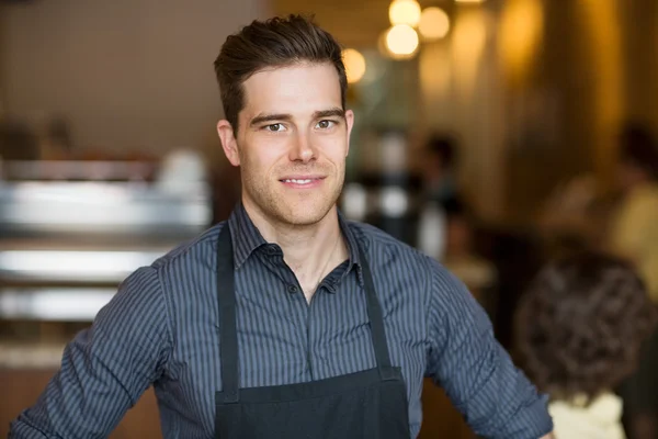 Smiling Male Owner In Cafe — Stock Photo, Image