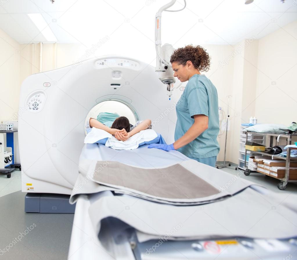 Patient Undergoing CT Scan Test