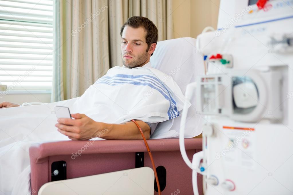 Patient Using Mobilephone at Dialysis Center
