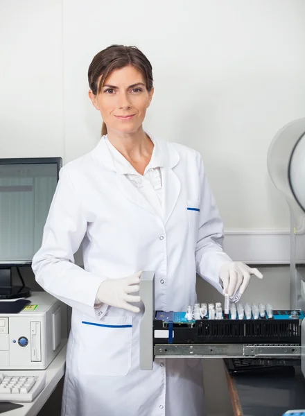 Researcher With Samples For Coagulation Analysis In Lab — Stock Photo, Image