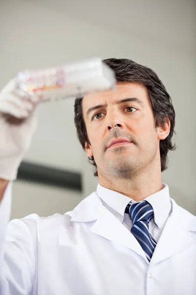 Investigador analizando microplaca en laboratorio — Foto de Stock