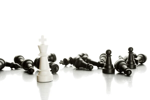 Black and white chess pieces — Stock Photo, Image