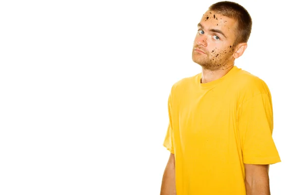 Young man dirty ground — Stock Photo, Image