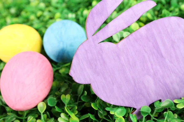 Rabbit with colorful easter eggs — Stock Photo, Image