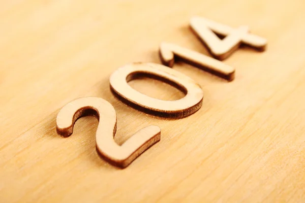 Wooden number in 2014. New Year — Stock Photo, Image