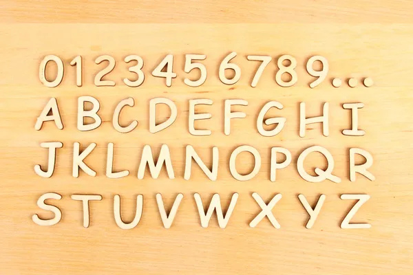 Wooden alphabet. Include numerals! — Stock Photo, Image