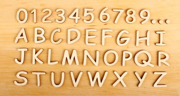 Alfabeto di legno. Includere i numeri ! — Foto Stock