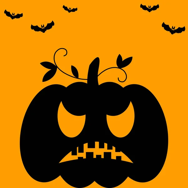 Happy Halloween Banner Party Invitation Background Bats Pumpkin Creepy Grin — Stock Vector