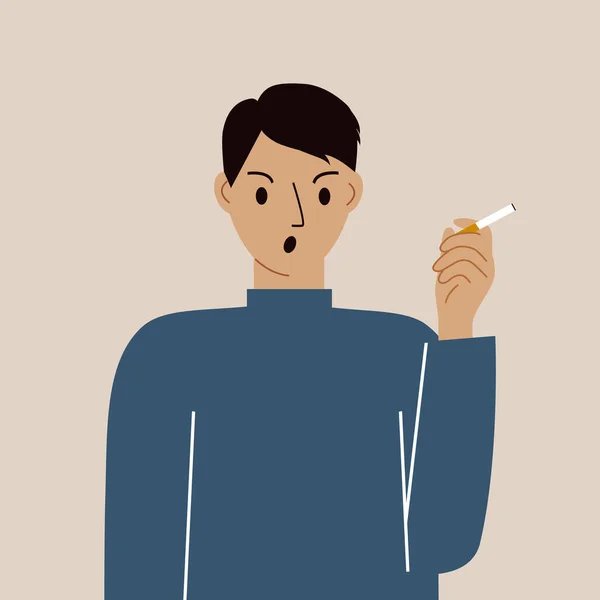 Cigiszünet Dühösen Elszív Egy Cigit Nikotinfüggőség Dohányzóhely Vektor Illusztráció Lapos — Stock Vector