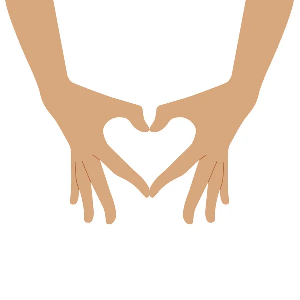 Le symbole du cœur est plié des mains. Deux mains ont plié leurs doigts en forme de cœur. — Image vectorielle