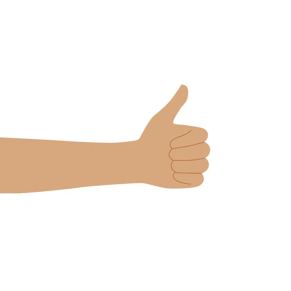 Platt design illustration av handen visar tummen upp. Vektor för en hand som visar ett positivt humör. — Stock vektor