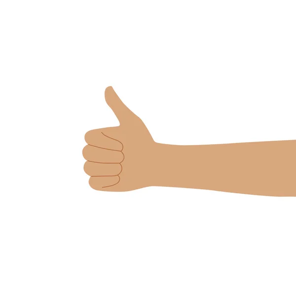 親指を表示する手のフラットデザインイラスト 肯定的な気分を示す手のベクトルイラスト — ストックベクタ