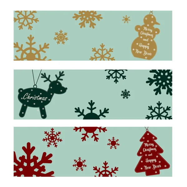 Conjunto Carteles Navideños Con Felicitaciones Feliz Navidad Año Nuevo Muñeco — Vector de stock