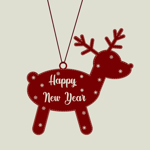 鹿の形でクリスマスの商標 新年明けましておめでとうございます チラシ ポスター ベクトル平図 — ストックベクタ