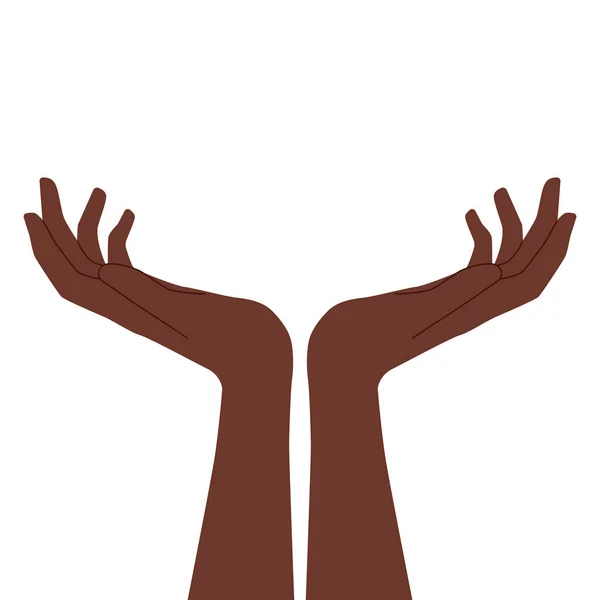 Due mani, palmi in alto. Illustrazione vettoriale, disegno minimale del fumetto piatto isolato — Vettoriale Stock