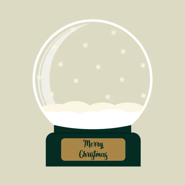 Merry Christmas glass ball with snowflakes and snow. Christmas magic ball. Winter souvenir toy, snow globe. — Stock Vector