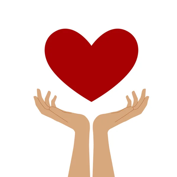Serce Jego Rękach Symbol Miłości Miłosierdzia Wektor Płaska Ilustracja — Wektor stockowy
