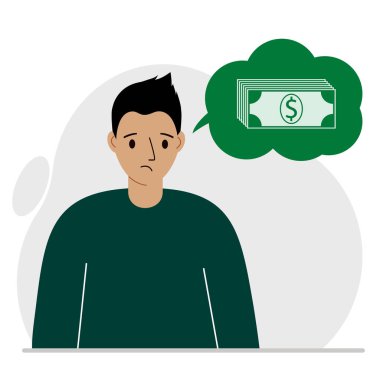 Depresyondaki üzgün insan mali sorunları ve borcu düşünür. Bir adamın paraya ihtiyacı vardır. İflasın, kaybın, krizin, finansal çöküşün temsilcisi