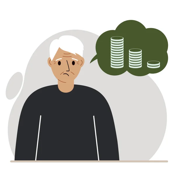 Θλιμμένος Παππούς Σκέφτεται Οικονομικά Προβλήματα Και Χρέος Παππούς Χρειάζεται Λεφτά — Διανυσματικό Αρχείο