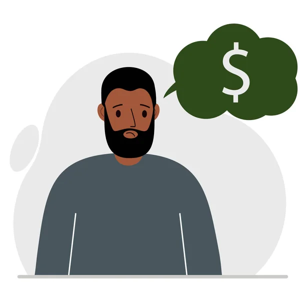 Smutný Člověk Depresi Přemýšlí Finančních Problémech Dluhu Muž Potřebuje Peníze — Stockový vektor