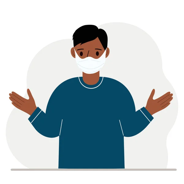 Homme Avec Masque Médical Protecteur Homme Porte Une Protection Contre — Image vectorielle