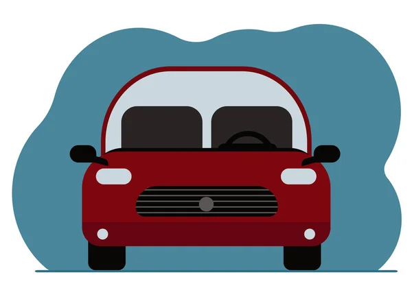 Red Car Sedan Front View Vector Flat Illustration — Image vectorielle