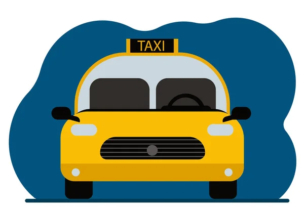 Stylish Yellow City Taxi Car Front View Vector Flat Illustration — Stockvector