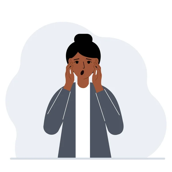 Δυστυχισμένη Γυναίκα Ουρλιάζει Κρατώντας Κεφάλι Του Χέρια Του Συναισθήματα Και — Διανυσματικό Αρχείο