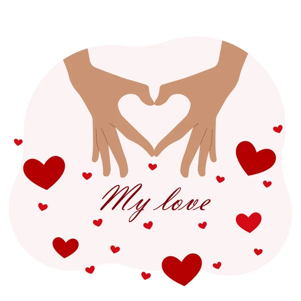 Kalp Hareketi Gösteren Iki Kartpostal Sevgililer Günü Nde Tebrik Aşkıma — Stok Vektör