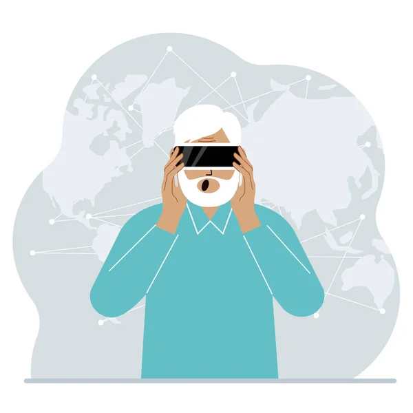 Kiterjesztett Vagy Kiterjesztett Valóság Fogalma Szemüveget Vagy Virtuális Valóság Headsetet — Stock Vector