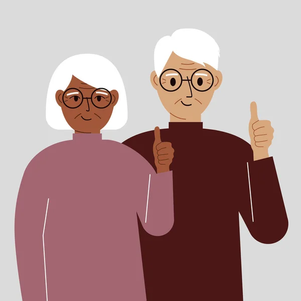 Leende Äldre Par Bra Humör Koncept Positiva Känslor Glada Människor — Stock vektor