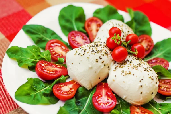 Salada de mussarela, rúcula e tomate — Fotografia de Stock