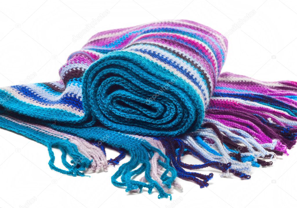 Striped multicolored woolen scarf pattern
