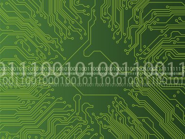 Circuit board and binary code clipart