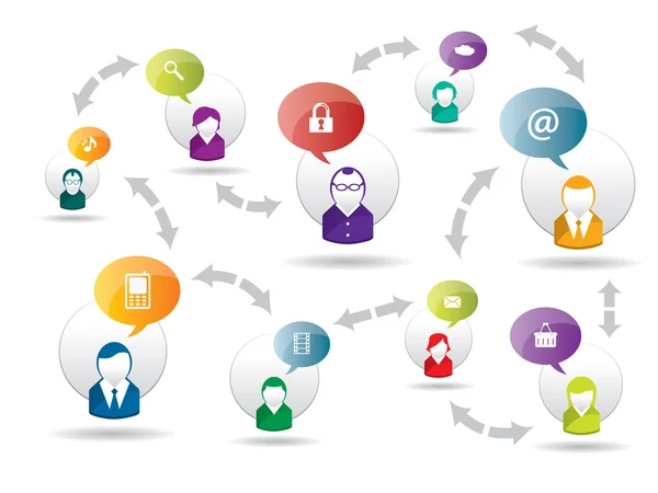 Redes sociales y negocios de Internet — Vector de stock