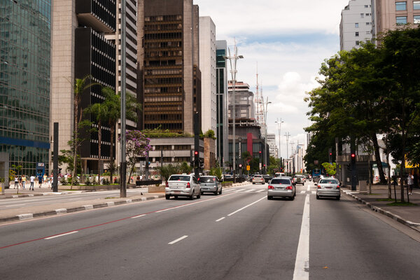 SAO PAULO, BRAZIL - February 12: Paulista Avenue is one of the most important thoroughfares of the city of Sao Paulo, one of the main financial centers of the city on February 12, 2013, in Sao Paulo.
