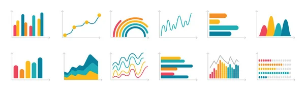 Financiële Grafieken Statistieken Van Informatiegegevens Diagrammen Financiële Informatie Marktgrafieken Grafieken — Stockvector