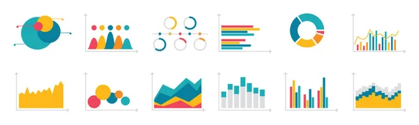 Finanzdiagramme Informationsdatenstatistiken Diagramme Finanzinformationen Marktdiagramme Und Geschäftsdatengrafiken Grafiken Vektorillustration — Stockvektor