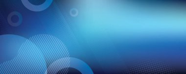 Parlak çizgiler, parlak geometrik şekiller, daireler ve yarım ton desenli vektör illüstrasyonunda mavi modern arkaplan.