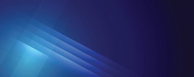 Parlak elementlere, paralel çizgilere ve vektör illüstrasyonunda geometrik şekle sahip soyut modern mavi arkaplan. 