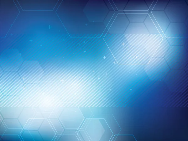 Technologie Fond Abstrait Bleu Avec Des Formes Hexagonales Fond Lumineux — Image vectorielle