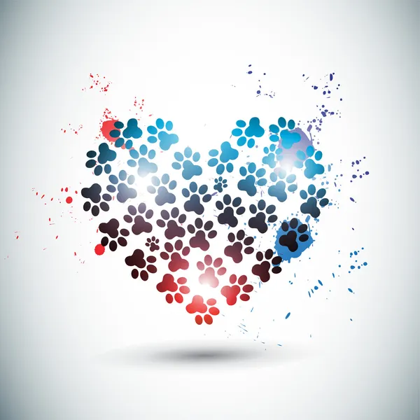 Abstrait lumineux amour pattes — Image vectorielle