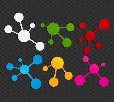 Colorful molecule icon set clipart