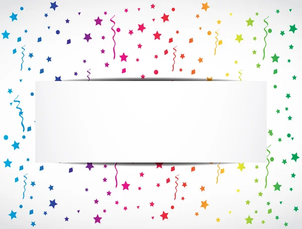 Banner festivo de confeti arco iris — Vector de stock