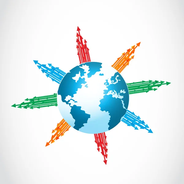 Abstrait global tech flèches colorées — Image vectorielle